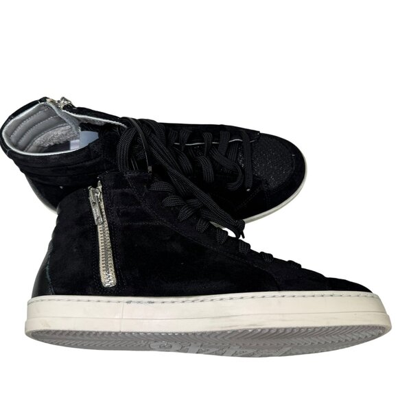 P448 Black Suede High-Top Sneakers Size 7 – Zip Detail & Metallic Lining - Picture 3 of 9